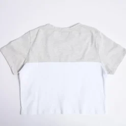 11 Degrees Womens Cut And Sew Cropped T-Shirt – Grey Marl / White