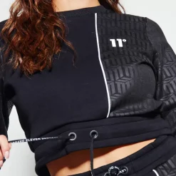 11 Degrees Womens Eclipse Cropped Sweatshirt – Black