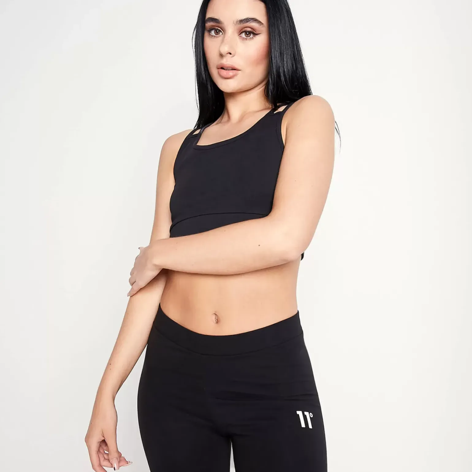 11 Degrees Womens Logo Bra – Black