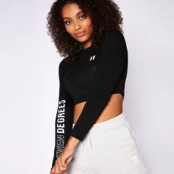 11 Degrees Womens Long Sleeve Slim Fit Reflective T-Shirt – Black