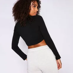 11 Degrees Womens Long Sleeve Slim Fit Reflective T-Shirt – Black