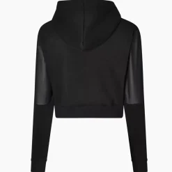 11 Degrees Womens Opal Cropped Mesh Insert Hoodie – Black