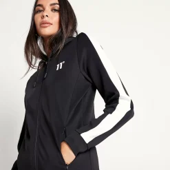 11 Degrees Womens Panel Poly Track Top With Hood – Black