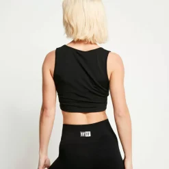 11 Degrees Womens Square Neck Cropped Vest – Black