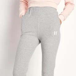 11 Degrees Womens Sustainable Slim Fit Rib Lounge Joggers – Grey Marl