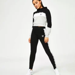 11 Degrees Womens Taped Cut And Sew Leggings – Black / Grey Marl / White