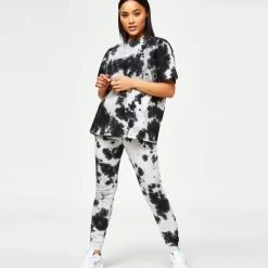 11 Degrees Womens Tie Dye Short Sleeve T-Shirt – White / Black