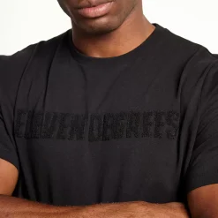 Chenille Applique Short Sleeve T-Shirt - Black