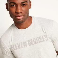 Chenille Applique Short Sleeve T-Shirt - Grey Marl