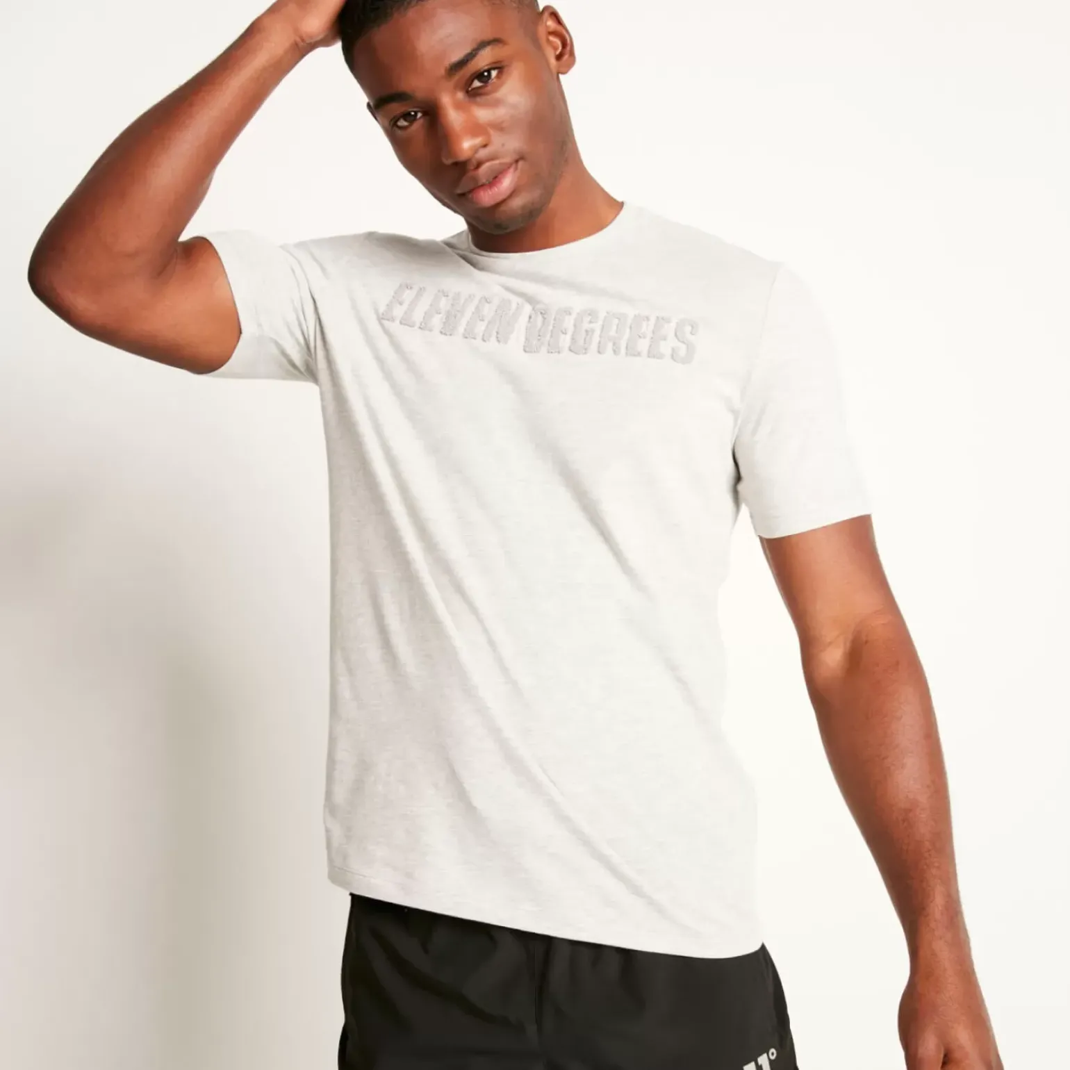 Chenille Applique Short Sleeve T-Shirt - Grey Marl