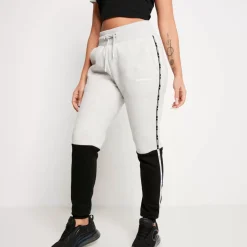 Colour Block Taped Joggers – Grey Marl/Black