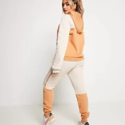 Colour Block Taped Joggers – Stone/Camel
