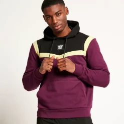 Cut And Sew Pullover Hoodie – Plum Purple/Black/Limeade