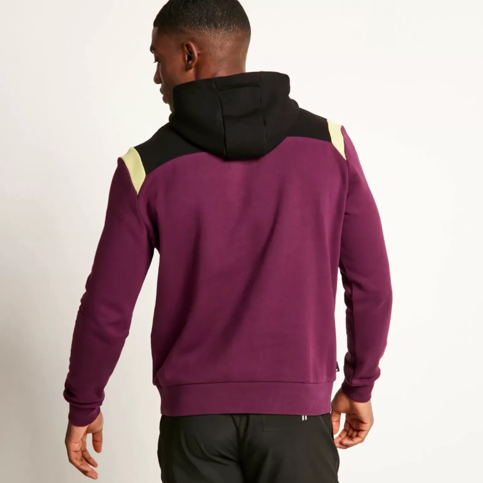 Cut And Sew Pullover Hoodie – Plum Purple/Black/Limeade