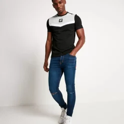 Cut And Sew Short Sleeve T-Shirt – Black/Titanium Grey/White