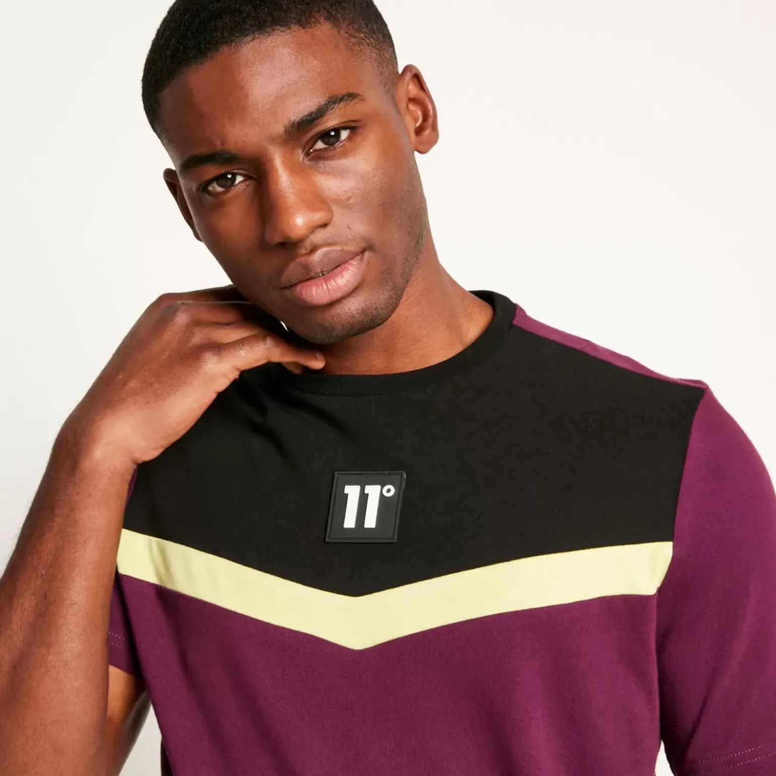 Cut And Sew Short Sleeve T-Shirt – Plum Purple/Black/Limeade