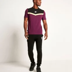 Cut And Sew Short Sleeve T-Shirt – Plum Purple/Black/Limeade
