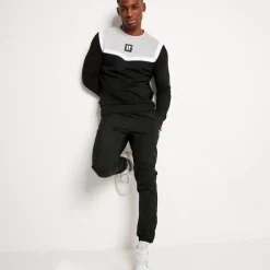 Cut And Sew Sweatshirt – Black/Titanium Grey/White
