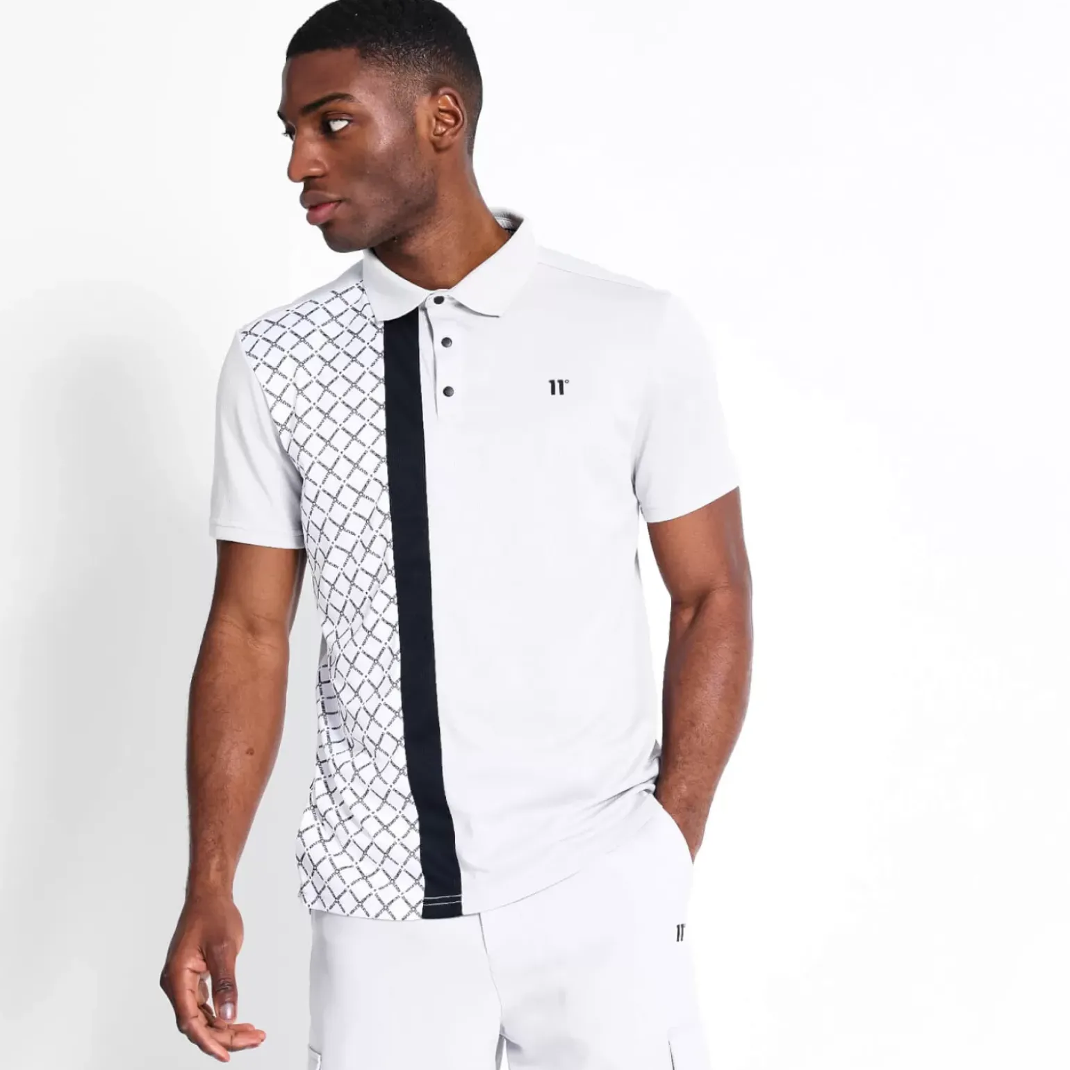 Golf Polo Shirt – Vapour Grey/ White/ Black