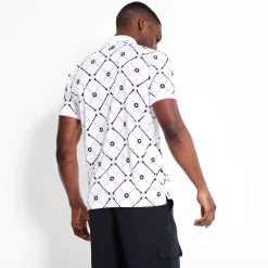 Golf Polo Shirt – White/ Raspberry Pink