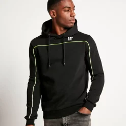 Gradient Piping Pullover Hoodie – Black