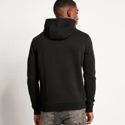 Gradient Piping Pullover Hoodie – Black