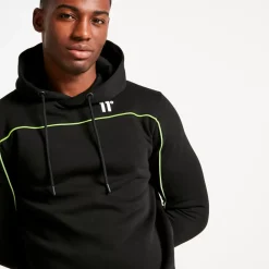 Gradient Piping Pullover Hoodie – Black