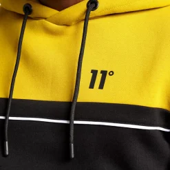 Piped Cut And Sew Pullover Hoodie – Black/Gold Palm