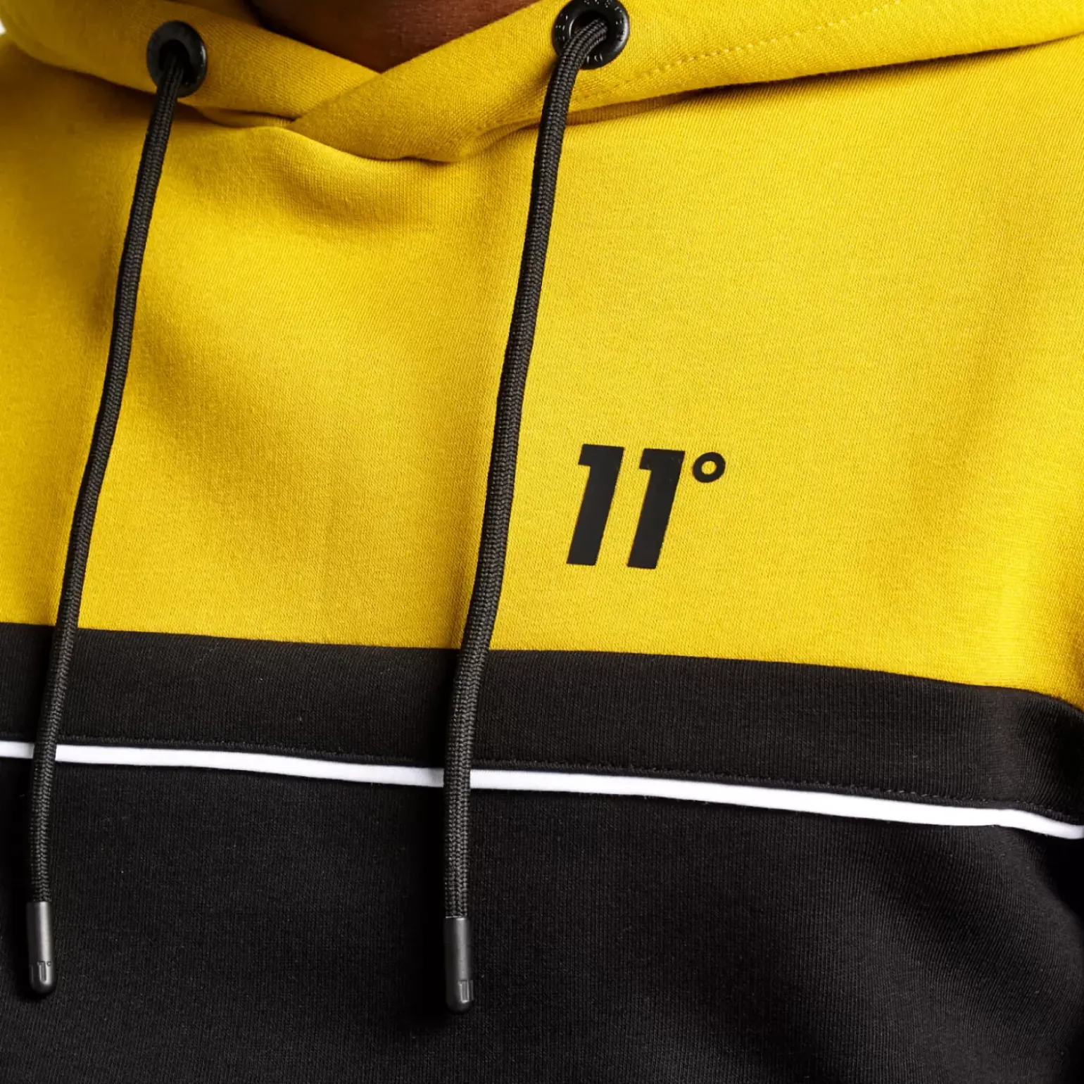 Piped Cut And Sew Pullover Hoodie – Black/Gold Palm