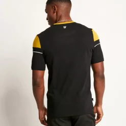 Piped Cut And Sew Short Sleeve T-Shirt – Black/Gold Palm