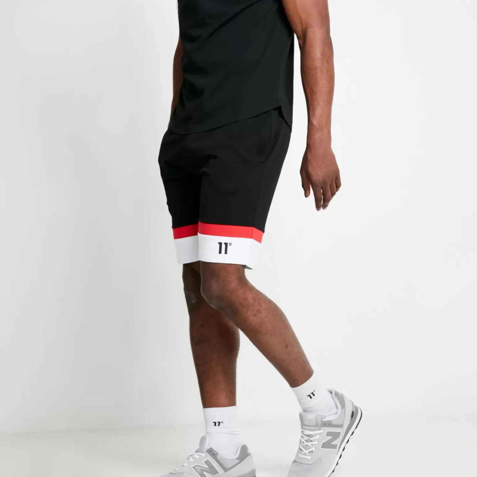 Play Hard Shorts – Black / White / Fiery Red