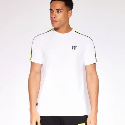 Sleeve Panel Taped T-Shirt - Neon Pink Glo / White