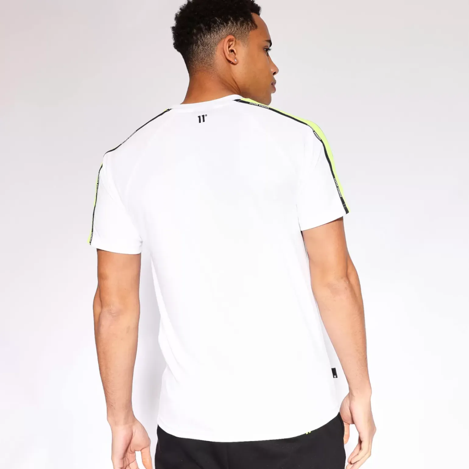 Sleeve Panel Taped T-Shirt - Neon Pink Glo / White