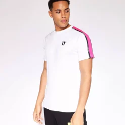 Sleeve Panel Taped T-Shirt - Safety Yellow / White