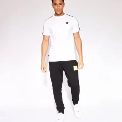 Sleeve Panel Taped T-Shirt - Safety Yellow / White