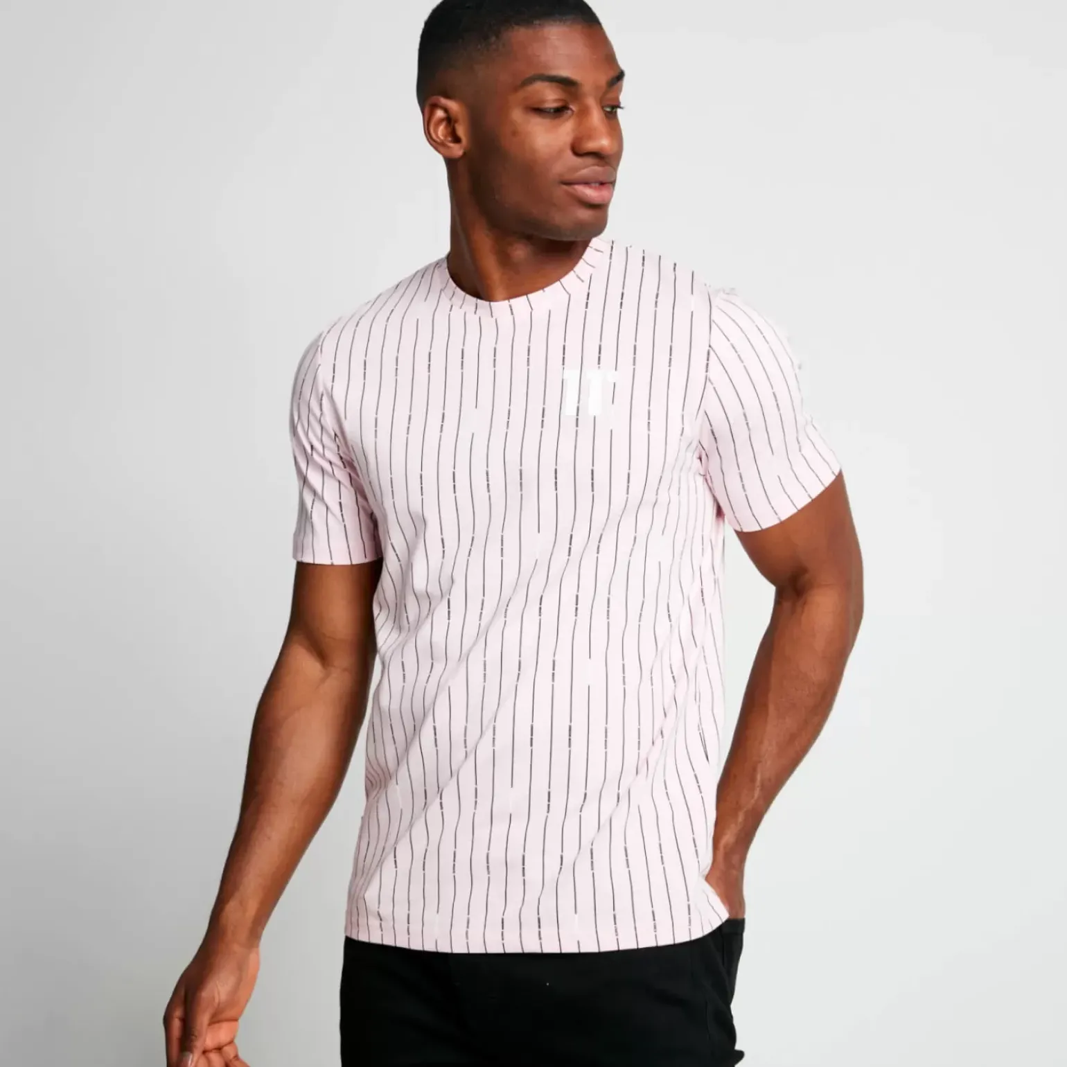 Stripe V T-Shirt – Light Pink