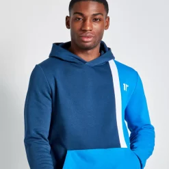 Tall Cut And Sew Colour Block Pullover Hoodie – Insignia/Skydiver Blue/White