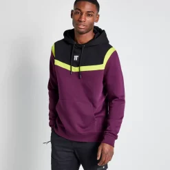 Tall Cut And Sew Pullover Hoodie – Plum Purple/Black/Limeade