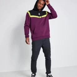 Tall Cut And Sew Pullover Hoodie – Plum Purple/Black/Limeade