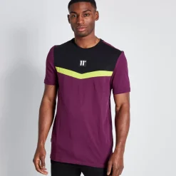 Tall Cut And Sew Short Sleeve T-Shirt – Plum Purple/Black/Limeade