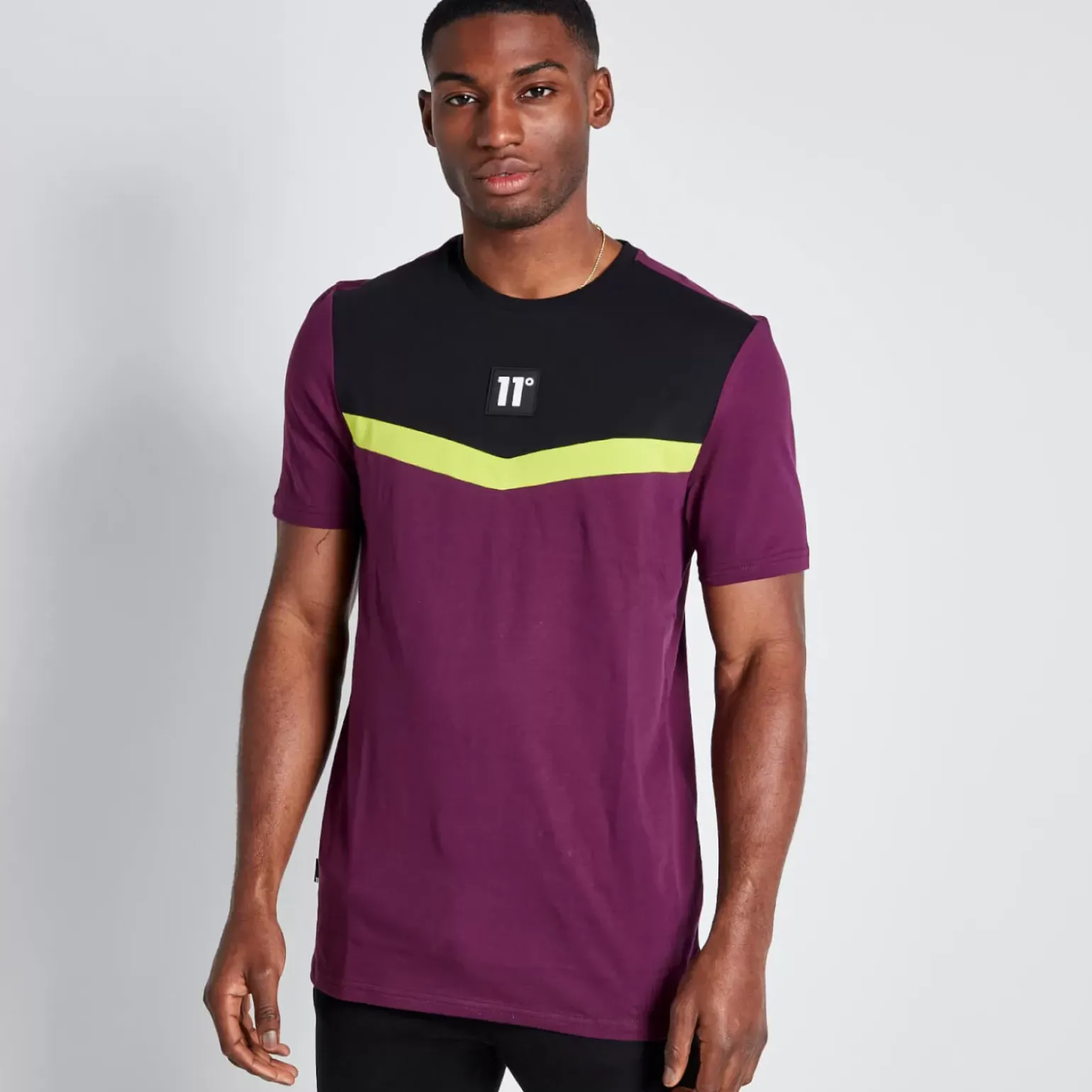 Tall Cut And Sew Short Sleeve T-Shirt – Plum Purple/Black/Limeade