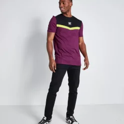 Tall Cut And Sew Short Sleeve T-Shirt – Plum Purple/Black/Limeade