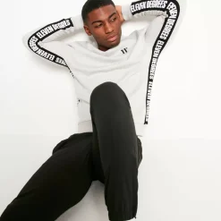 Text Panel Cut And Sew Sweatshirt – Grey Marl/Black