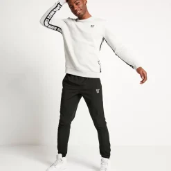 Text Panel Cut And Sew Sweatshirt – Grey Marl/Black